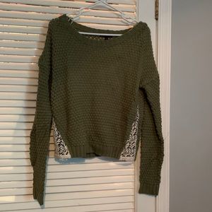 Knit sweater with lace detail on sides